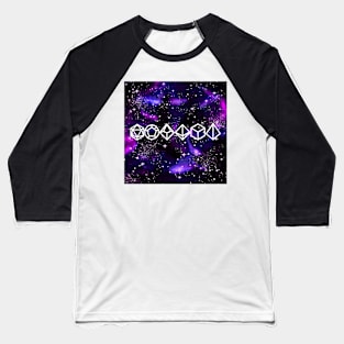 DnD Polyhedral Dice Galaxy - Amethyst Nebula Baseball T-Shirt